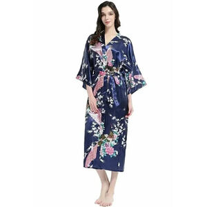 BABEYOND Long Sleeve Kimono Robe Peacock Print